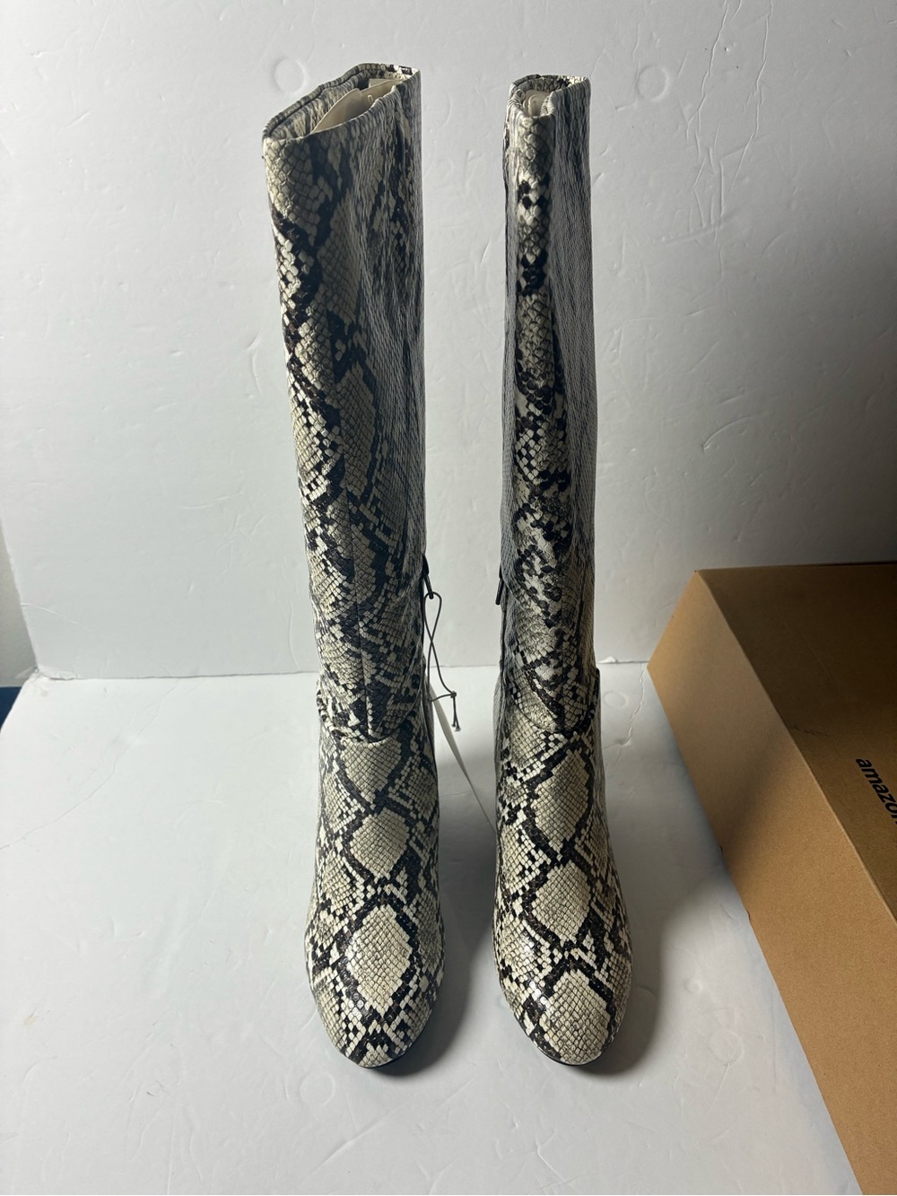 Amazon Essentials Snake-Print Over-the-Knee Boots - Black & Cream